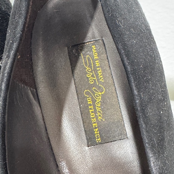 Sesto Meucci of Florence Silver Flower Black Suede Almond Toe Heeled Pump 10B - Picture 14 of 16